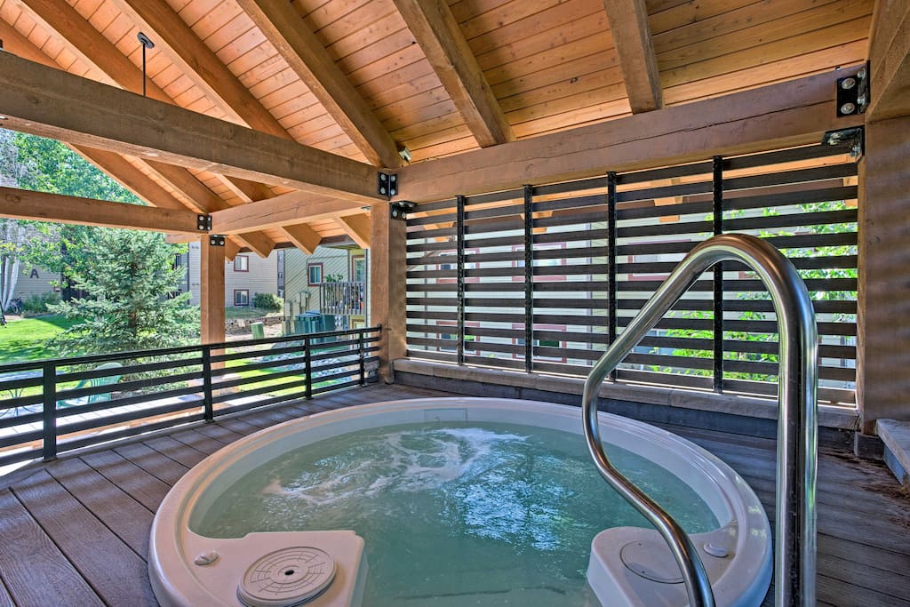 Relax your aching muscles in the community hot tub.