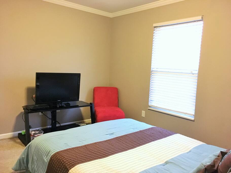 TV, wifi, PS3 with Netflix and some games available.