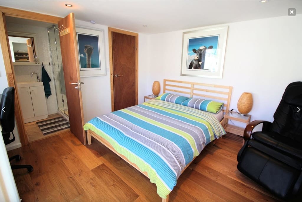 Sleeping area with European size double bed