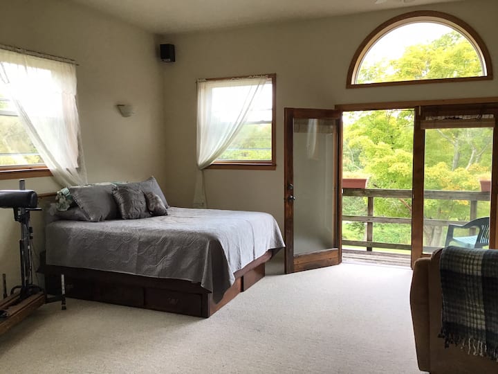 这间卧室曾经是一个瑜伽工作室， Cathy和她的女儿Kelsey教授瑜伽和普拉提。