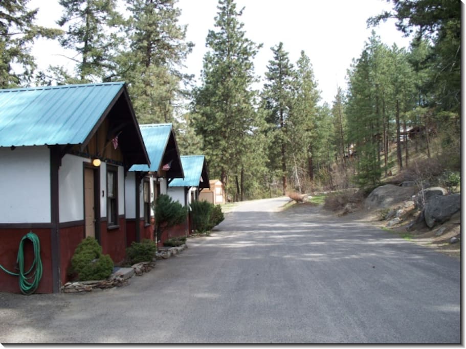 8 cabins, all in a row.