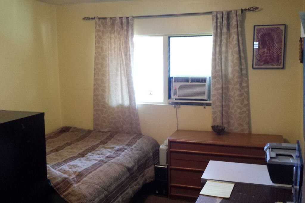 Private bedroom. Has a dresser, AC, desk, chair, closet & wifi