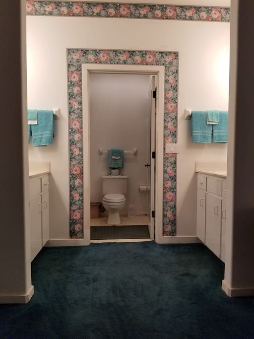 Master bath with double vanity.
