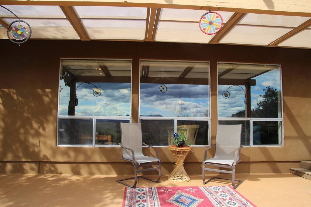 Shade covered veranda.