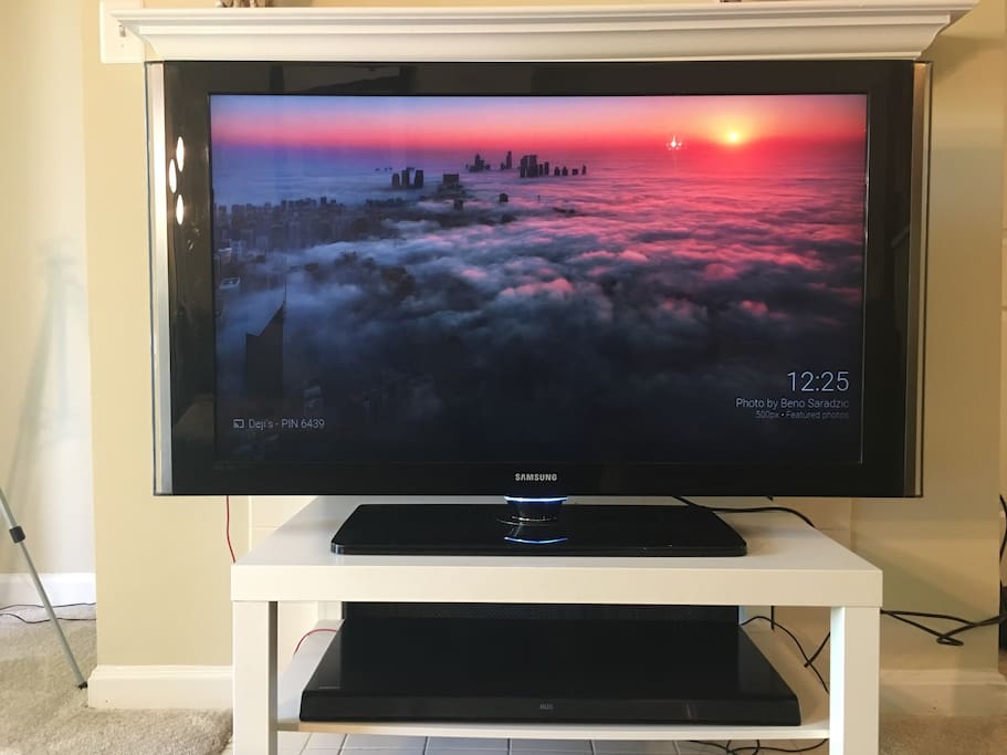 50 inch tv with sound system and chrome cast