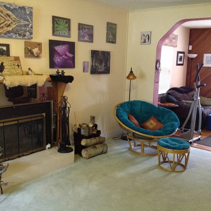 Living room and fireplace