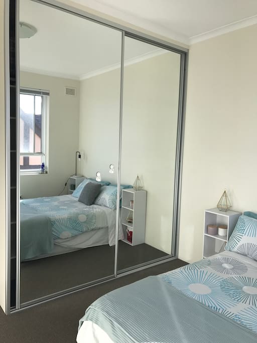 Full sized mirrors and plenty of storage space