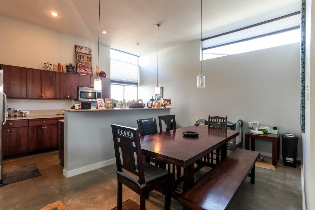 Full size kitchen and dining table