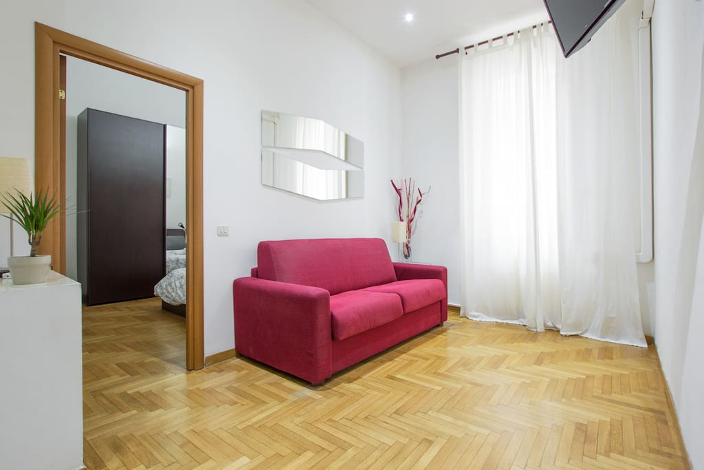 Living room with double sofa bed