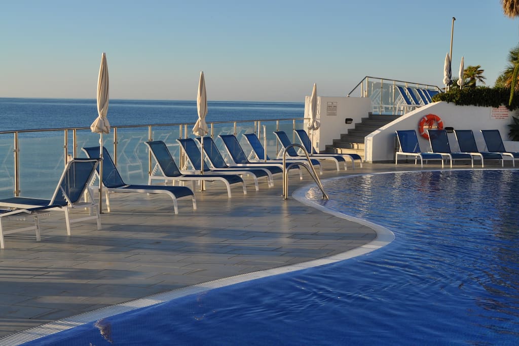 Beach pool with restaurant