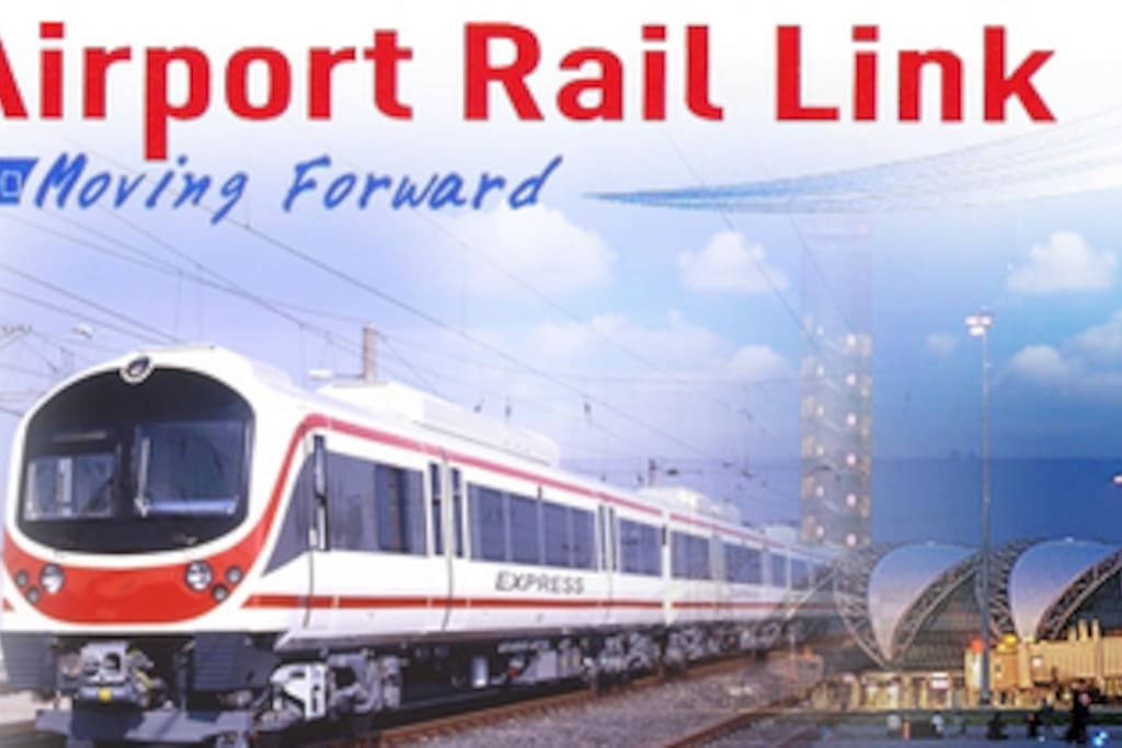 Airport Rail Link from int. Airport, only 35 THB per trip! Travel time from airport 18min ride (35km).
"Makassan Link Station" is 6 minutes walk away from our apartment