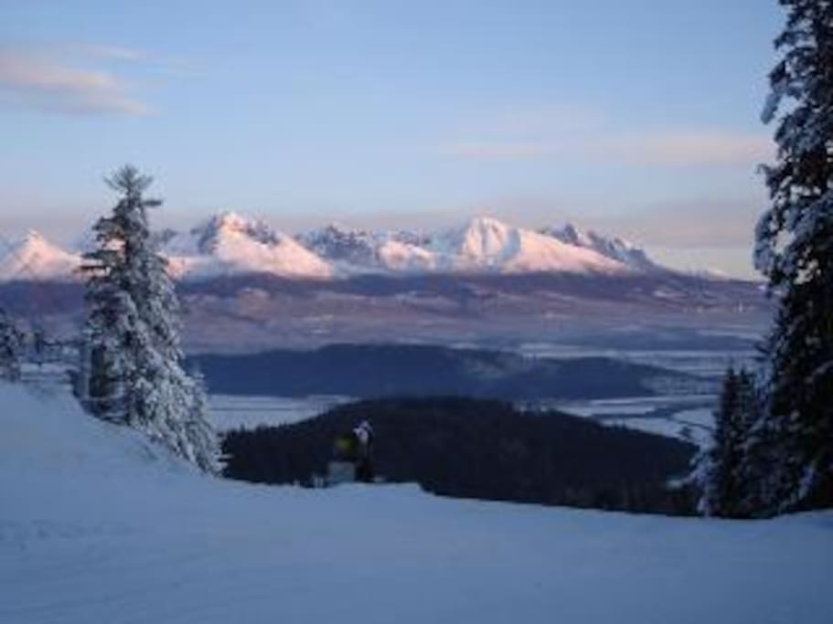 Atop of Lopusna with a view of the High Tatras Mountains.