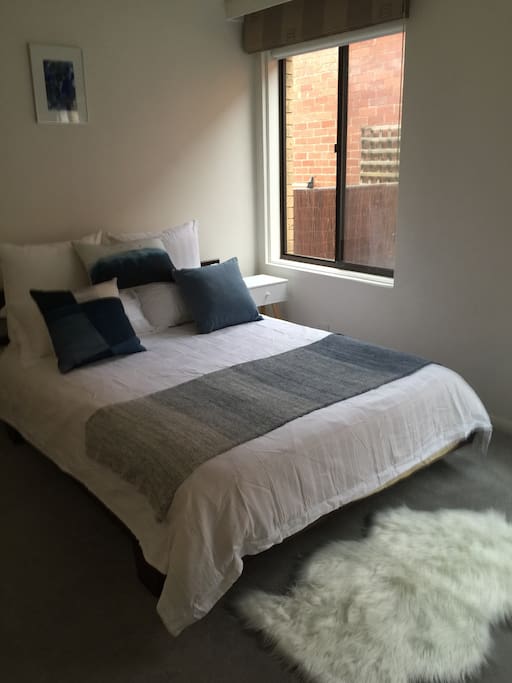 Gorgeous bright master bedroom with Queen bed and built in robes