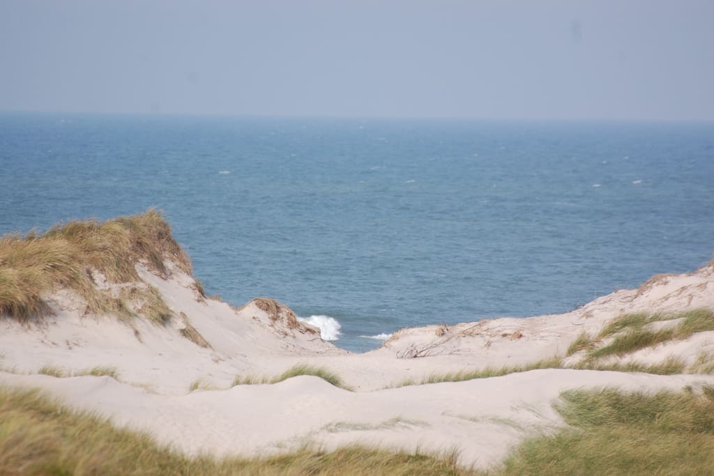 500 meter til stranden og Vesterhavet. Bølgernes brusen kan høres ved sommerhuset.
Se film her: https://youtu.be/y95XYijlPok