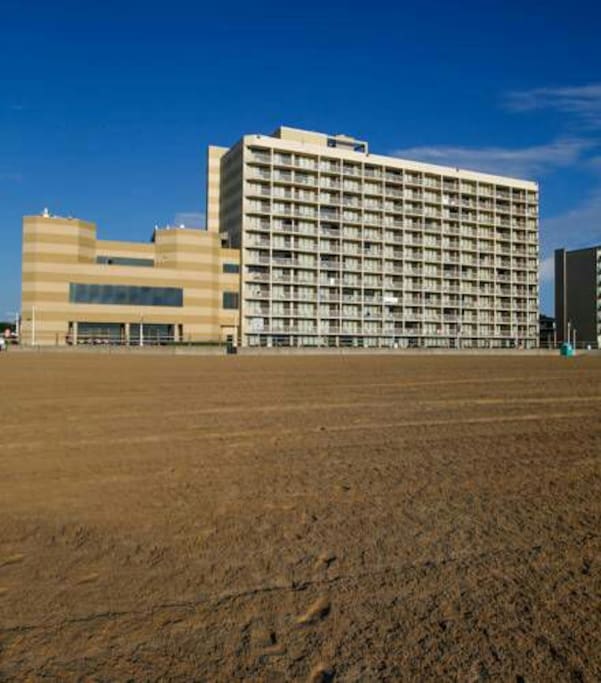 Completely on the sand.