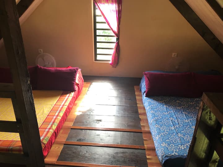 2 душека со 2 седишта и по еден вентилатор.