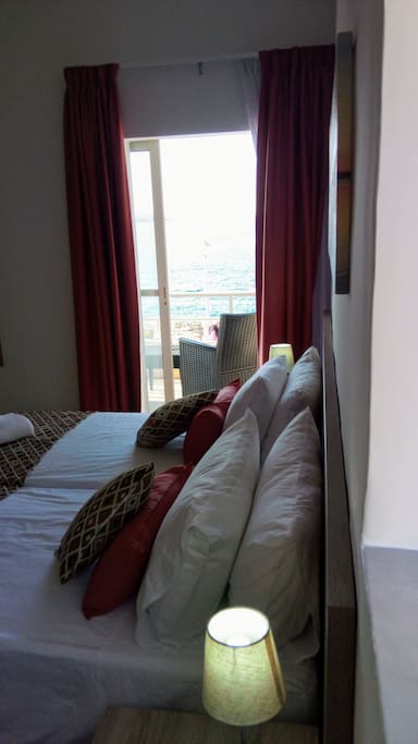 Equipped with Air conditioner, Cable TV, Kettle, Mini fridge, WiFi, En Suite and sea front private balcony.