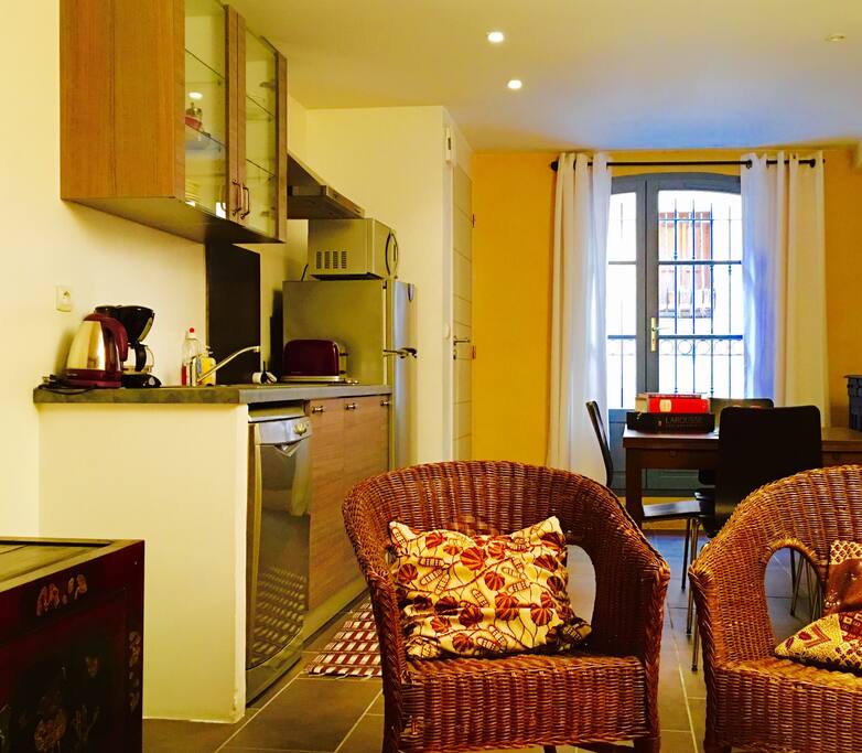 Studio @ Maison Minou - lounge and dining/kitchen in the background