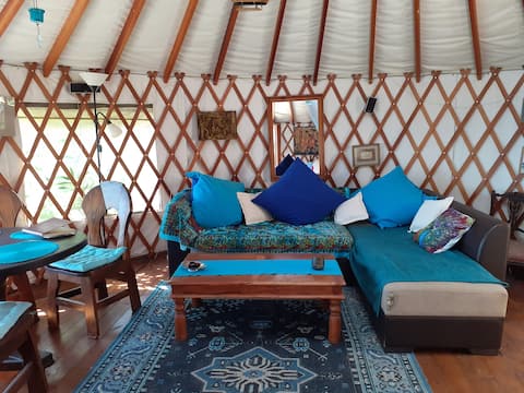 relax in a Yurt with lovely garden
