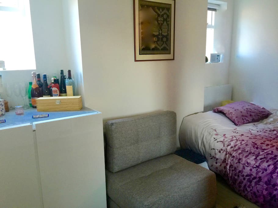 Featuring the new chair bed which allows three guests to stay in the Studio.