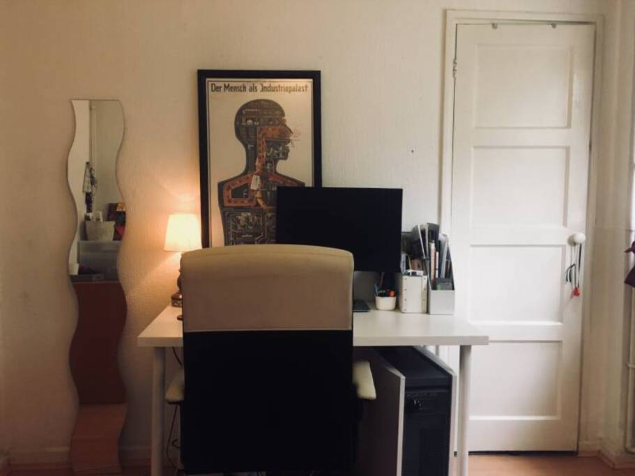 Desk and wardrobe
