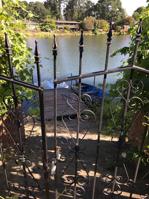 Stairs to dock and boats.