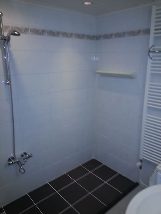 Ruime douche met apart toilet