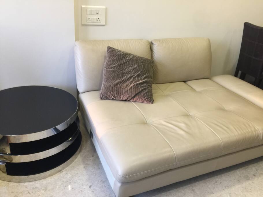 A very comfortable sofa / single bed in the living room for a third person