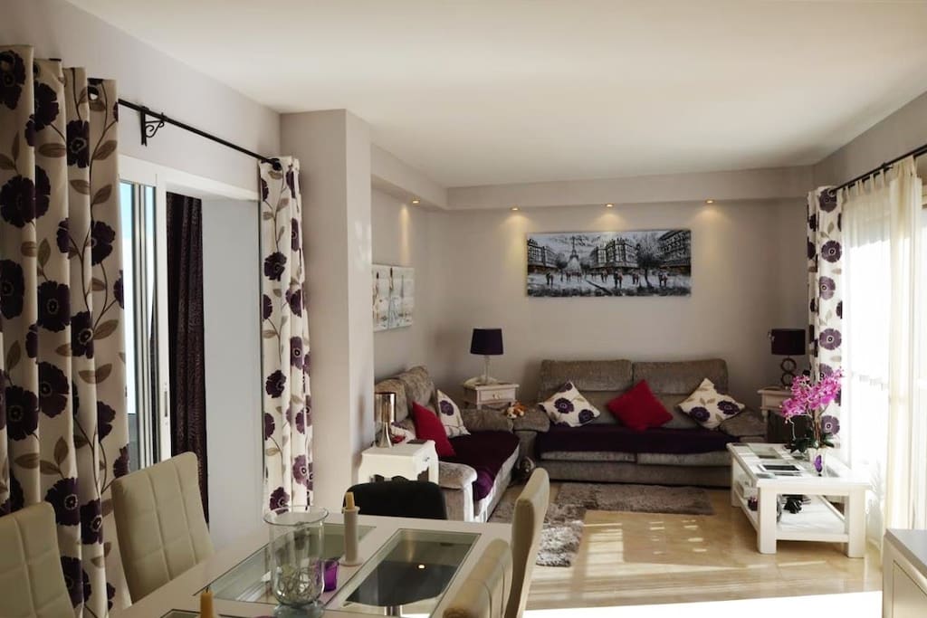 Nice living room furnitured with 2 big comfortable sofas.