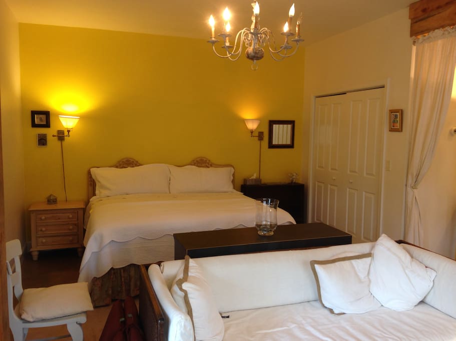 View of bed from garden doors.