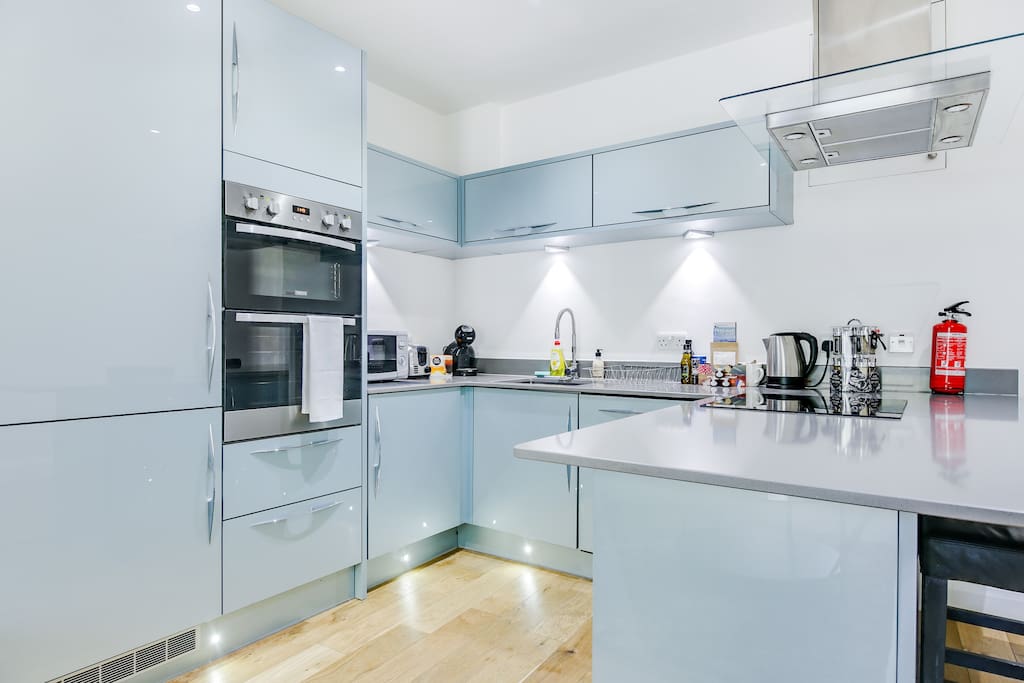 The modern kitchen is fully equipped.