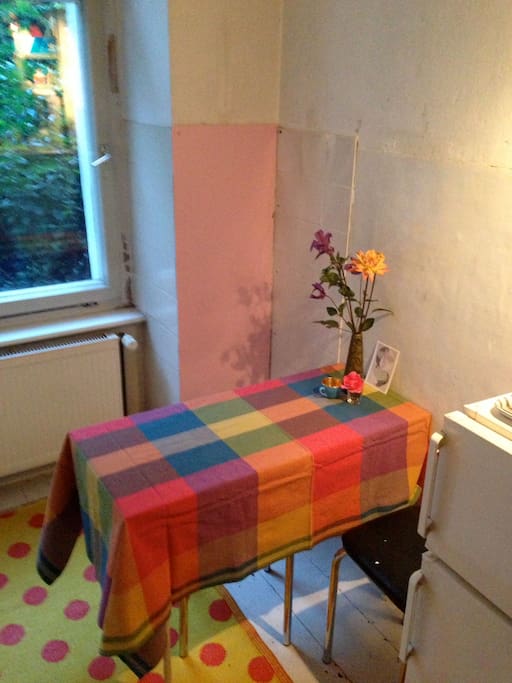 Small kitchen table where you can enjoy your morning coffee