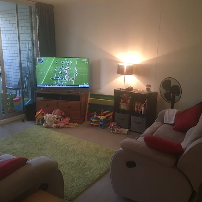 50" TV with Foxtel + Sports. DVD Player & Playstation 3