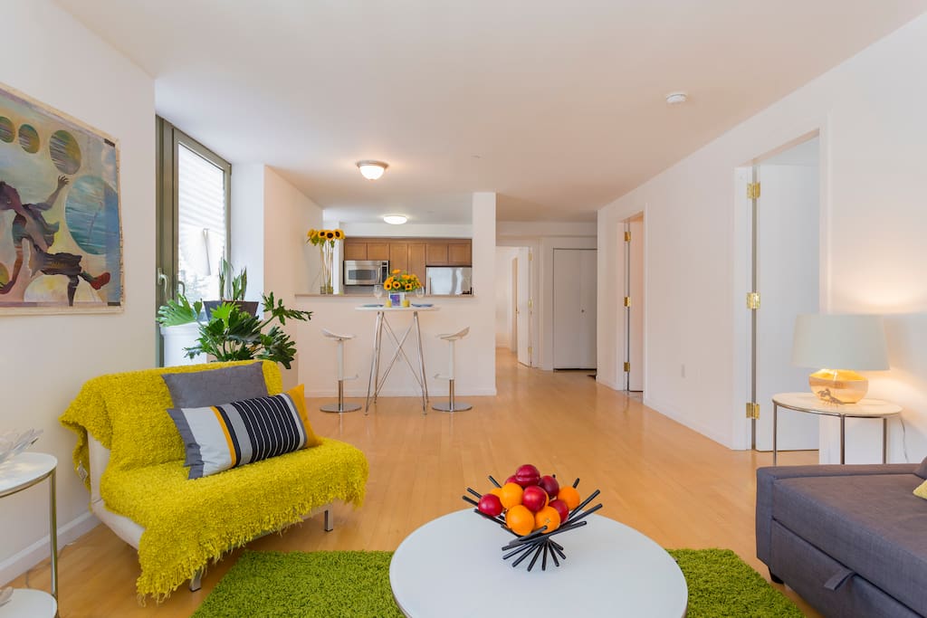 Spacious living room with sofa beds that can sleep 4
