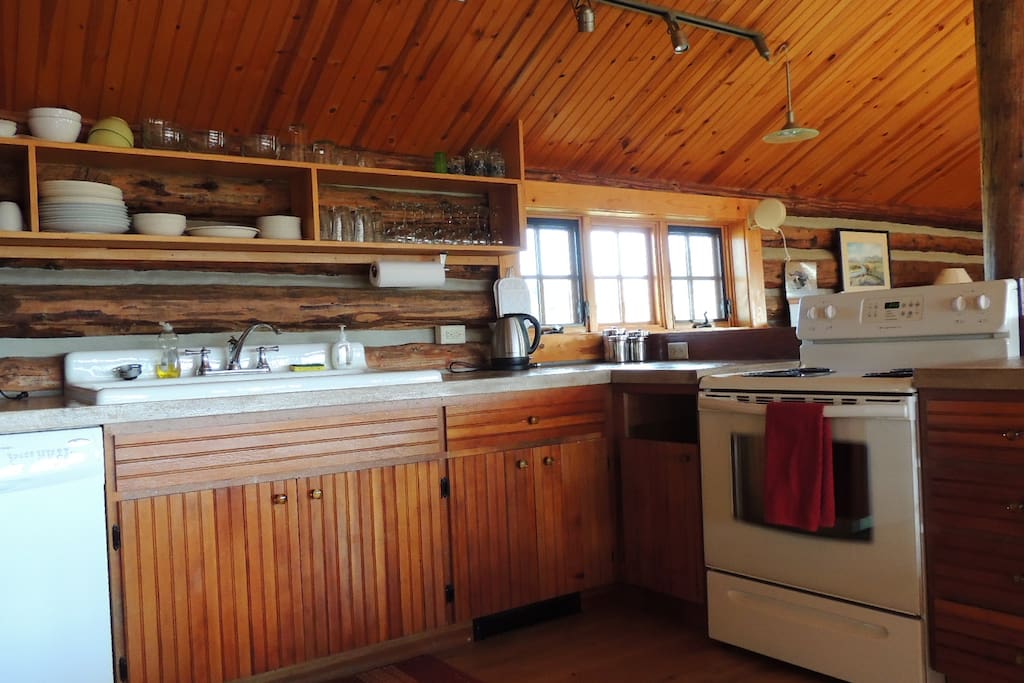 Kitchen in same cabin as living room.