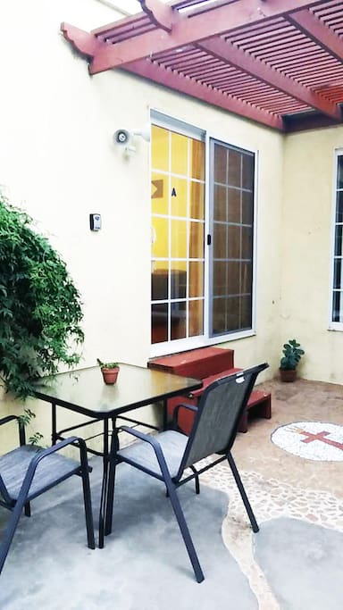 Room sliding door and patio
