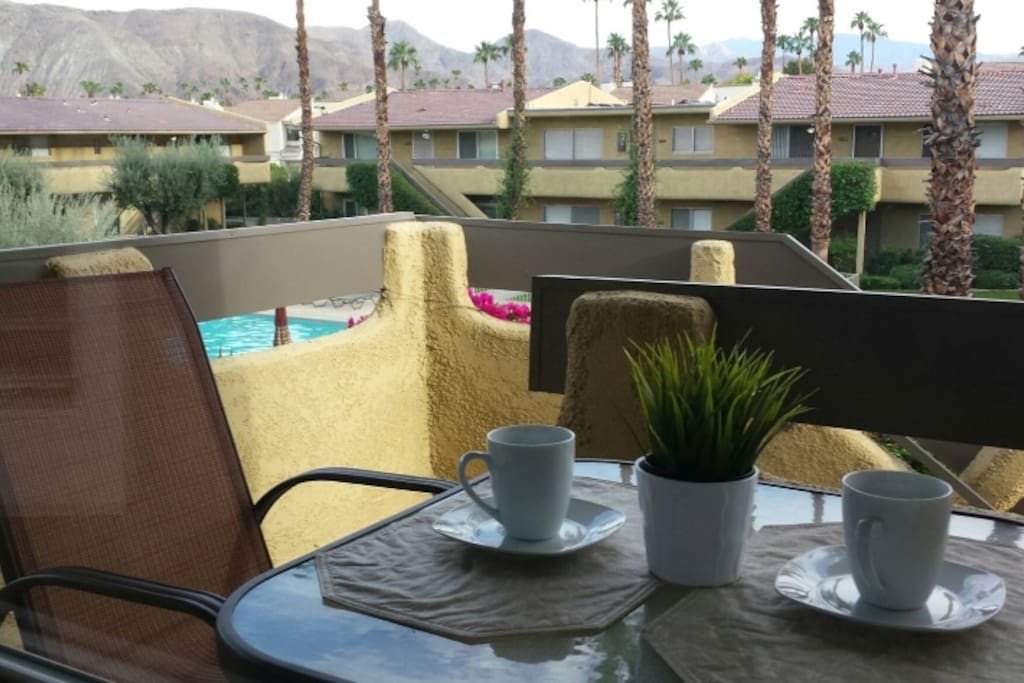 Personal outdoor breakfast table and view.