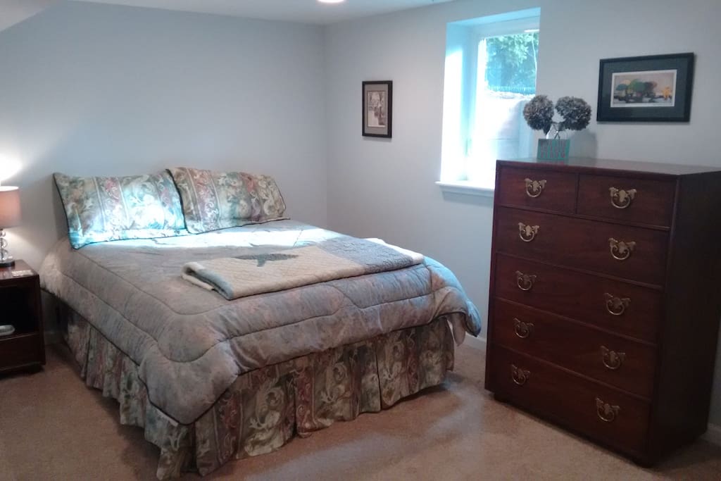 Lots of natural light in bedroom, facing private back yard