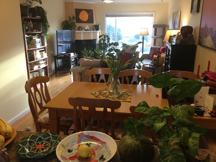Dining and living rooms, from the kitchen.