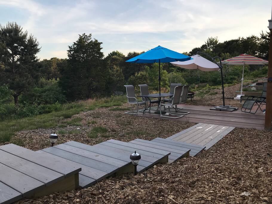 Private patio with view of wooded valley