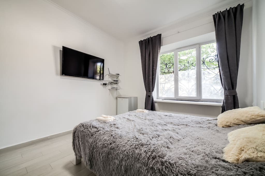 TV set and bedding area