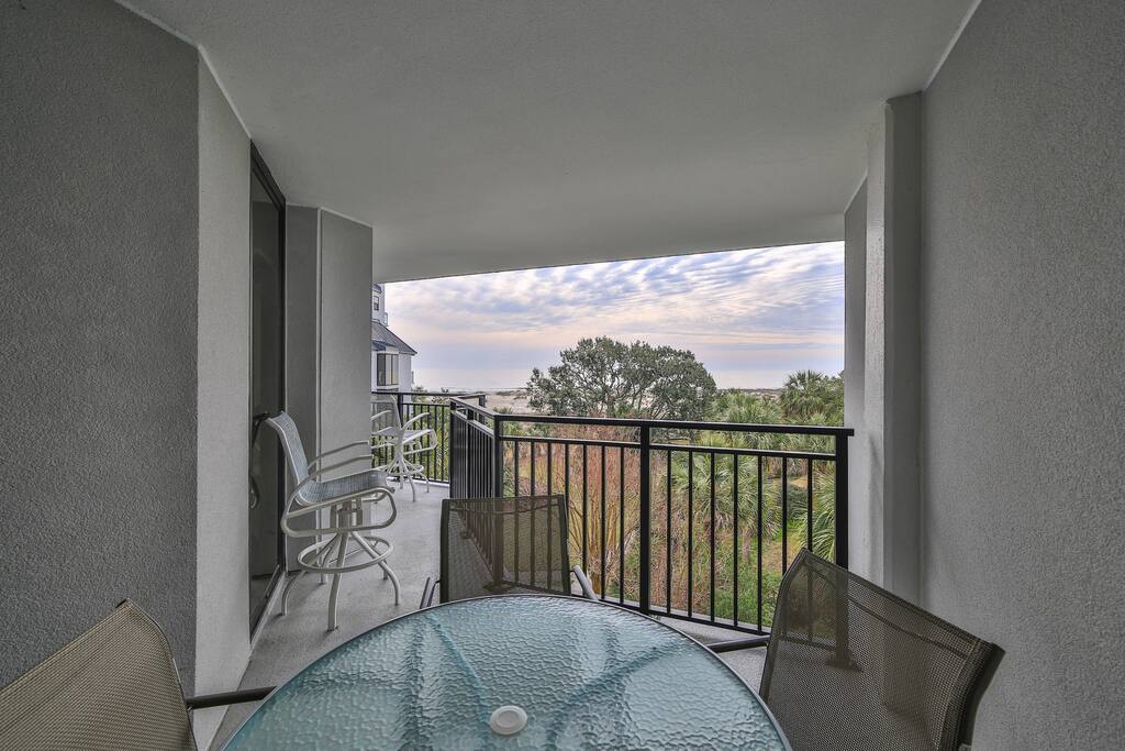 Enjoy lunch or dinner on the private balcony.