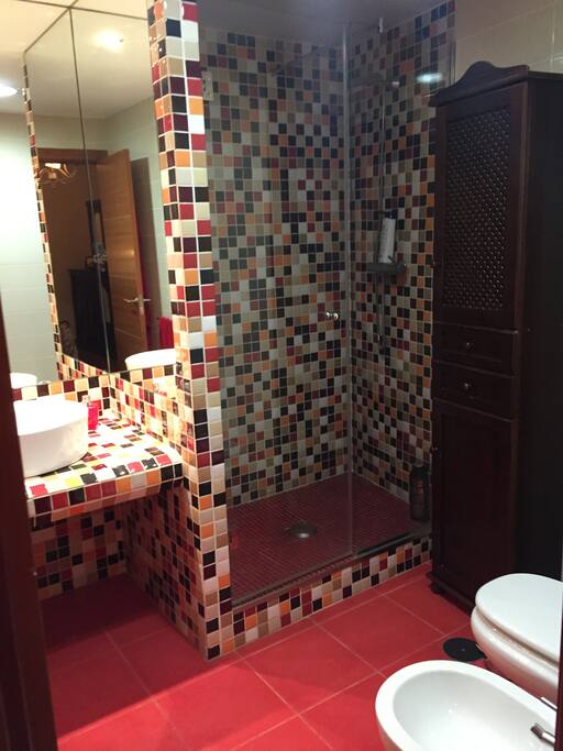 El cuarto de baño es privado para los huéspedes, ducha con mampara y los sanitarios. Tendrán toallas, papel higiénico y secador de pelo.