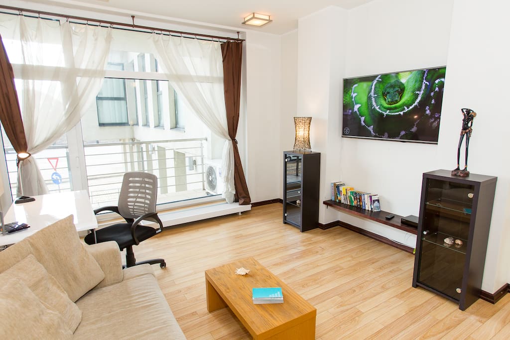 Comfortable laptop working place with natural light