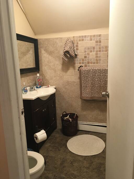 Full bathroom right outside bedroom