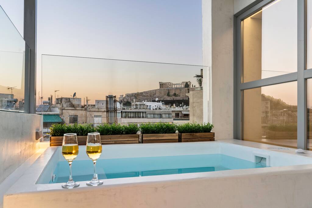 Acropolis view penthouse w/ private plunge pool