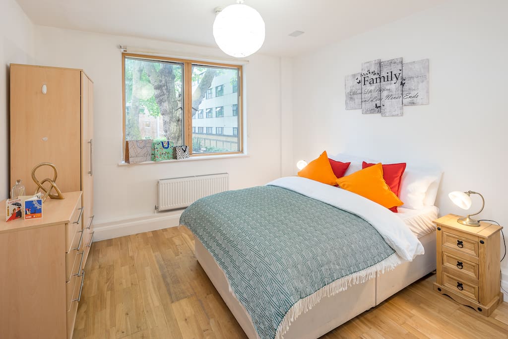 Second bedroom with park facing window - double sized bed