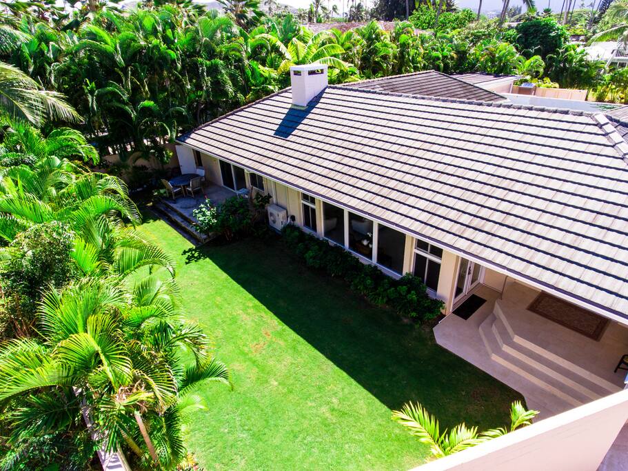 Private Tropical Garden Beach side of home with access gate directly to Beach