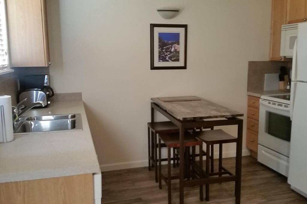 A typical dining area and kit