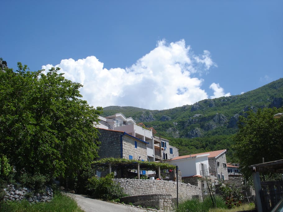 Our House is old stone house, it is the first on the left in the small village Kuljace